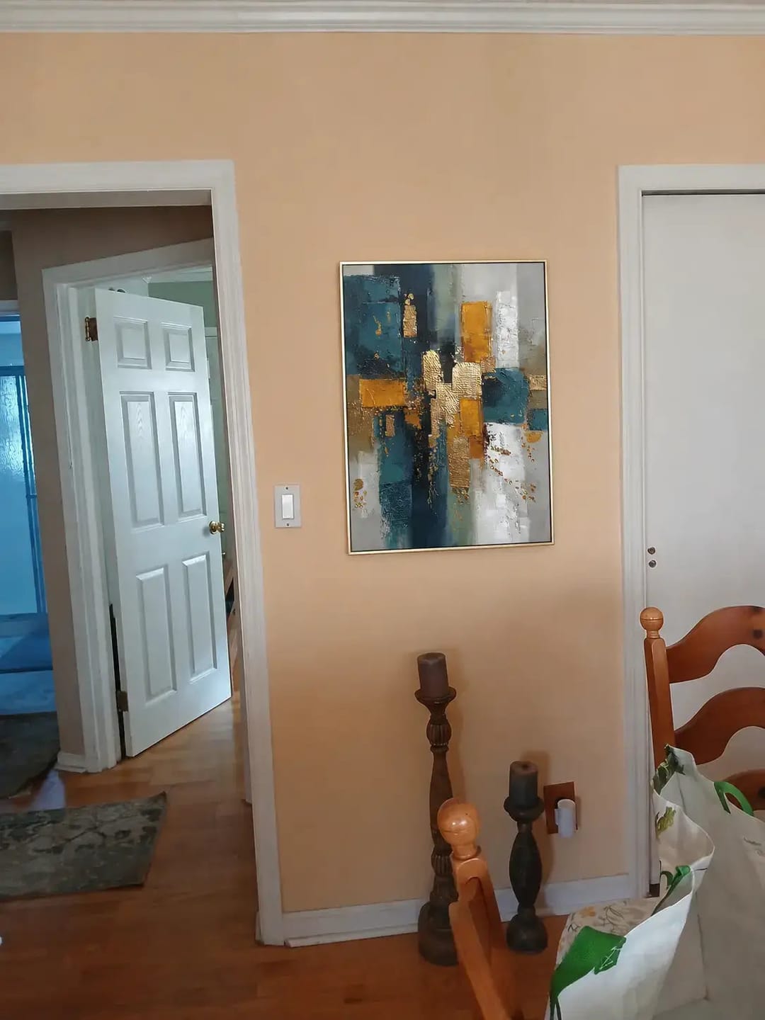 Customer photo review of Gilded Teal Layers Abstract Wall Art