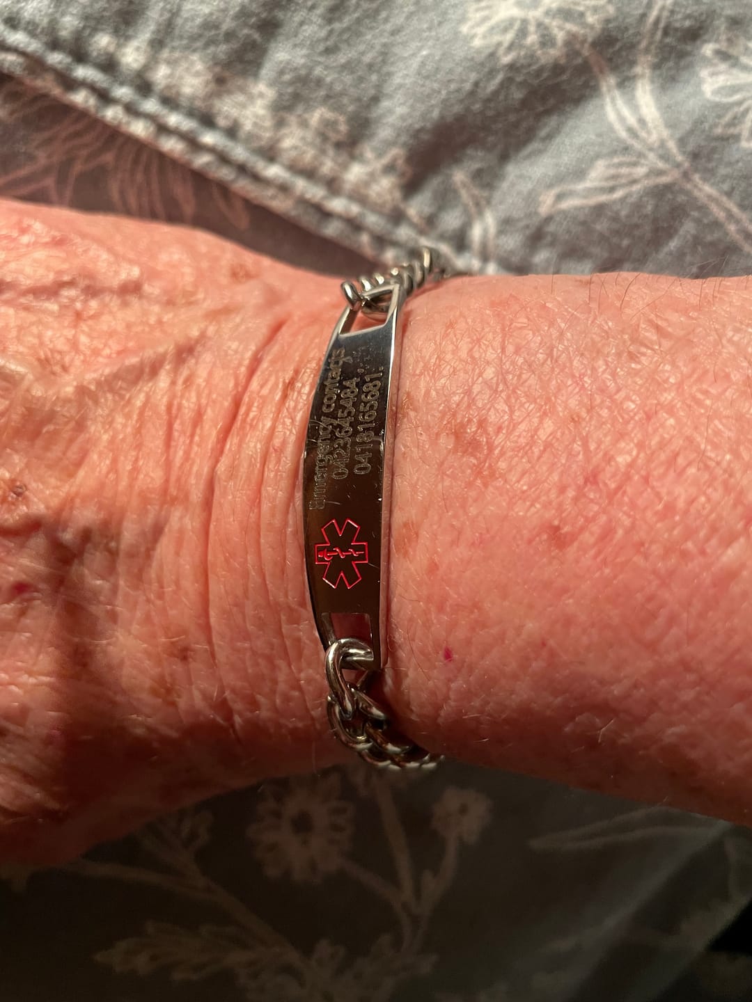 Customer photo review of Personalised Medical Alert Chain Bracelet