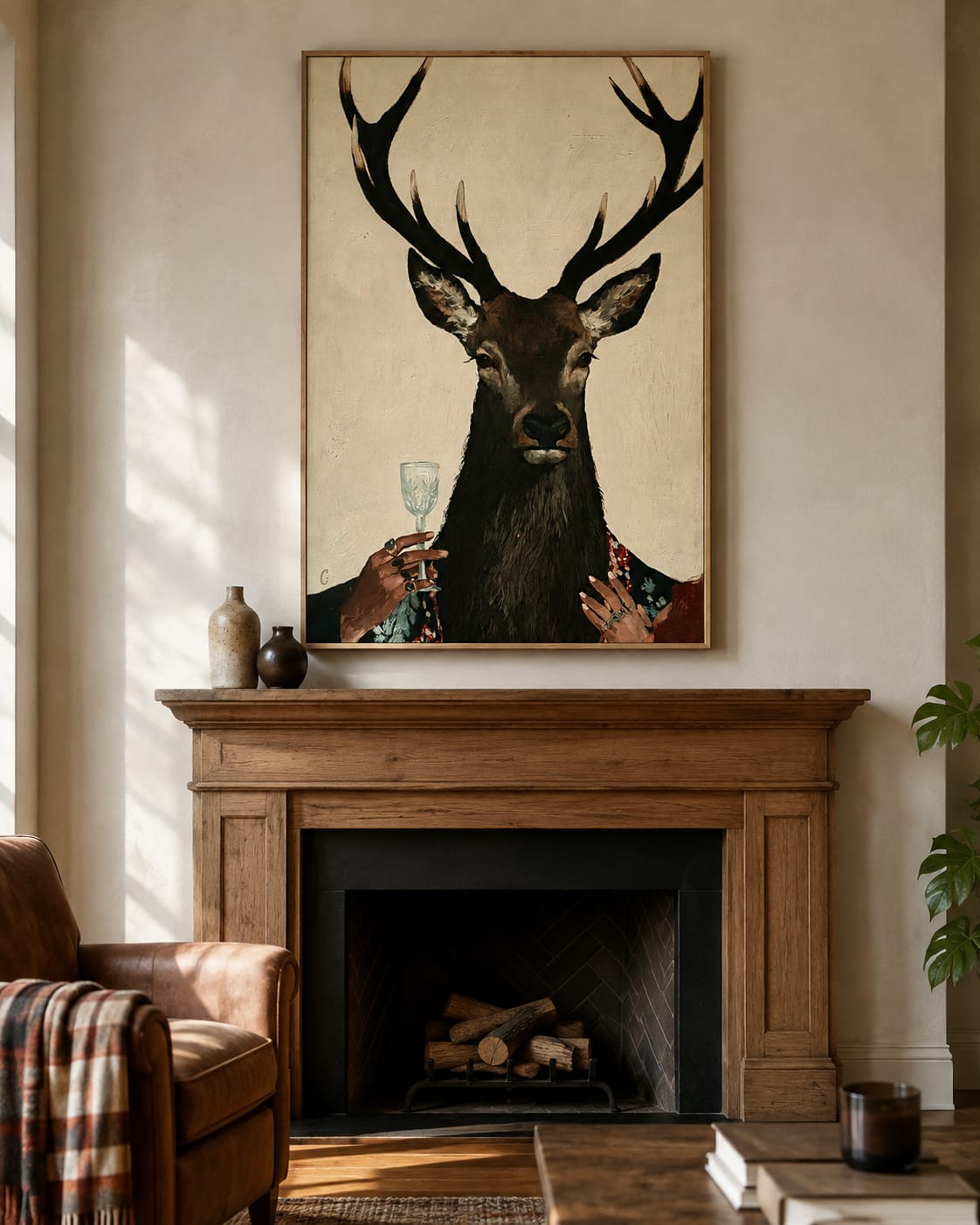 Customer photo review of Velvet Stag-Cocktail Deer Portrait Painting