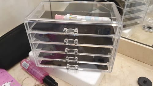 Customer photo review of Acrylic Desk Organizer – Clear Drawer Storage for Office