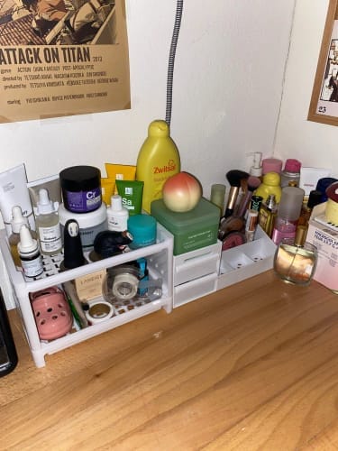Customer photo review of Makeup Storage Drawer – Plastic Desktop Cosmetics Shelf