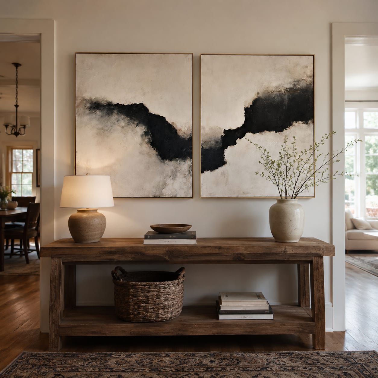 Customer photo review of Shadow Rift-Abstract Diptych Painting
