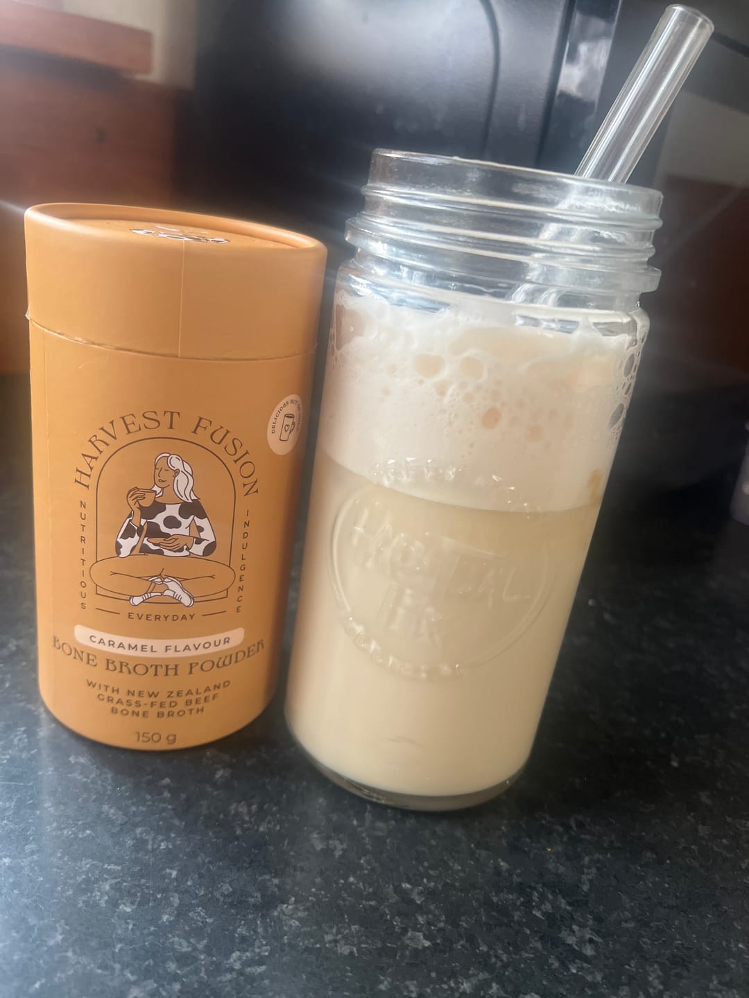 Customer photo review of Caramel Bone Broth Powder