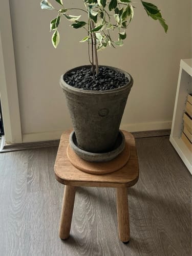 Customer photo review of Walnut Shoe Stool - All Solid Wood Entryway Seat