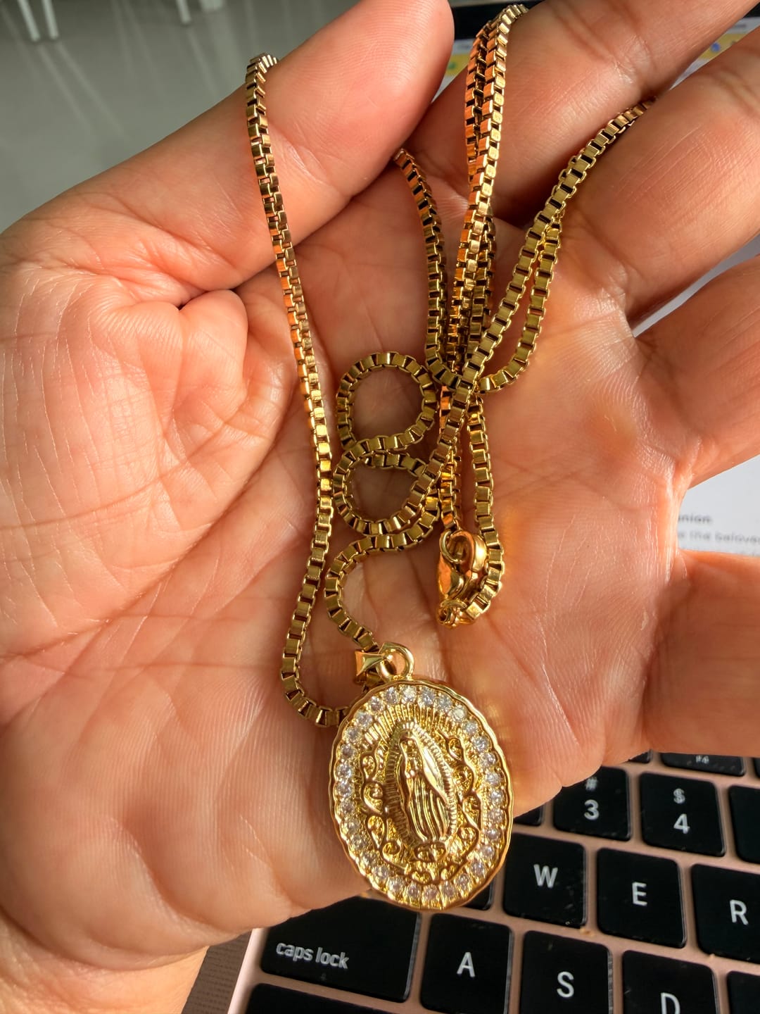 Customer photo review of FREE Today: Our Lady Three-Design Necklace: Steady Companion for Quiet Routines