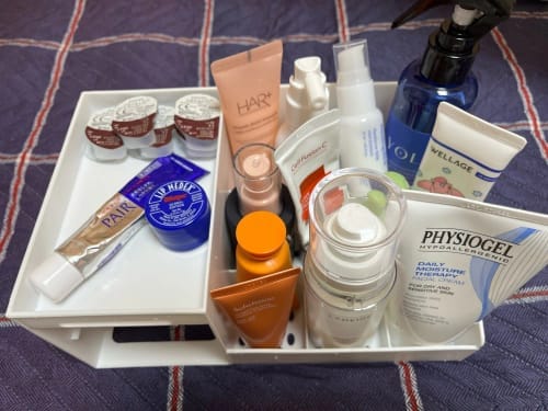 Customer photo review of Makeup Storage Drawer – Plastic Desktop Cosmetics Shelf