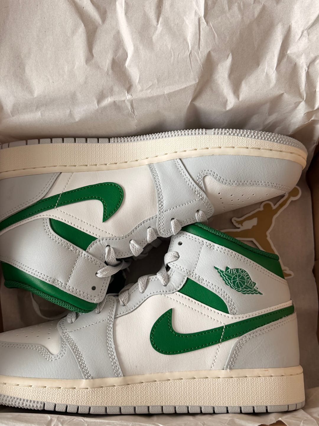 Customer photo review of Air Jordan 1 Mid - Pine Green (GS)