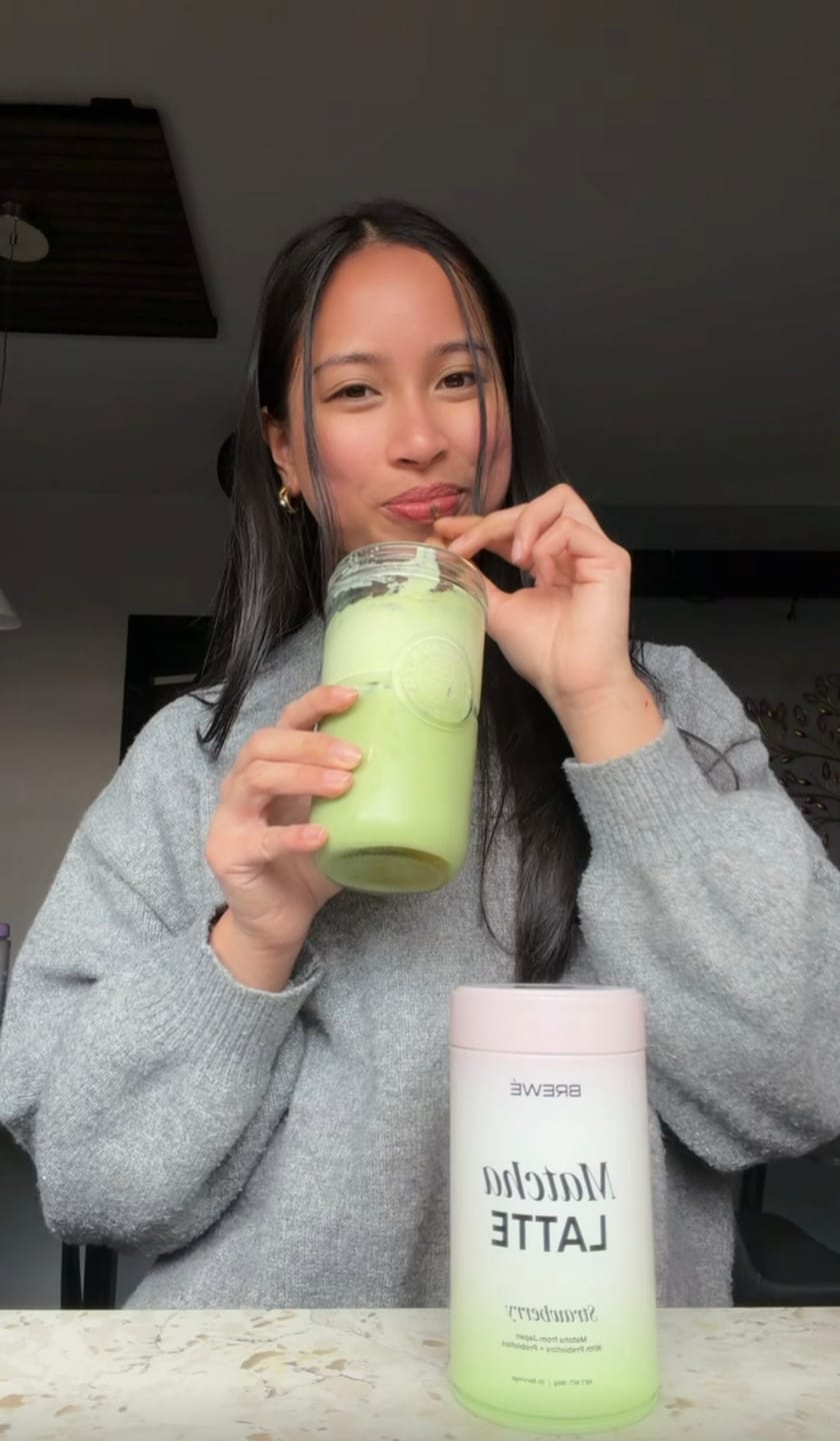 Customer photo review of Strawberry Matcha+ Latte Powder