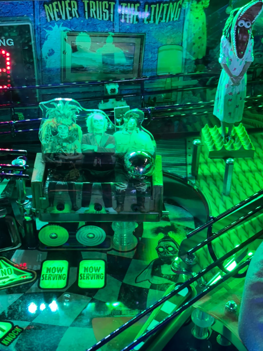 Customer photo review of The Three Dead Men Waiting Room Couch Mod -  Beetlejuice Pinball MODs by CRCades