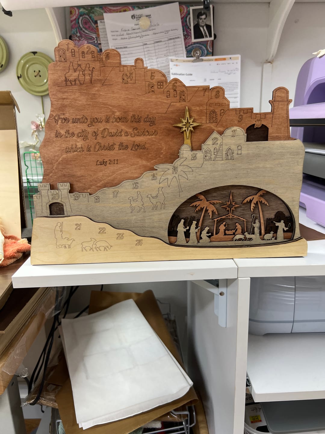 Customer photo review of Nativity Countdown Calendar Laser Cut SVG
