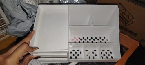 Customer photo review of Makeup Storage Drawer – Plastic Desktop Cosmetics Shelf