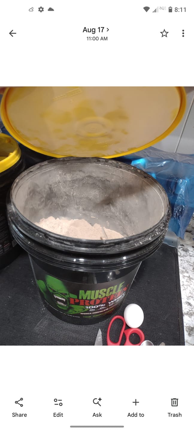 Customer photo review of Whey Protein Powder Bucket