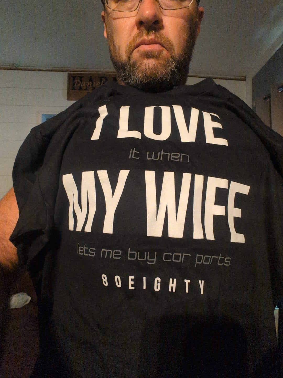 Customer photo review of 80Eighty® Love My Wife Shirt