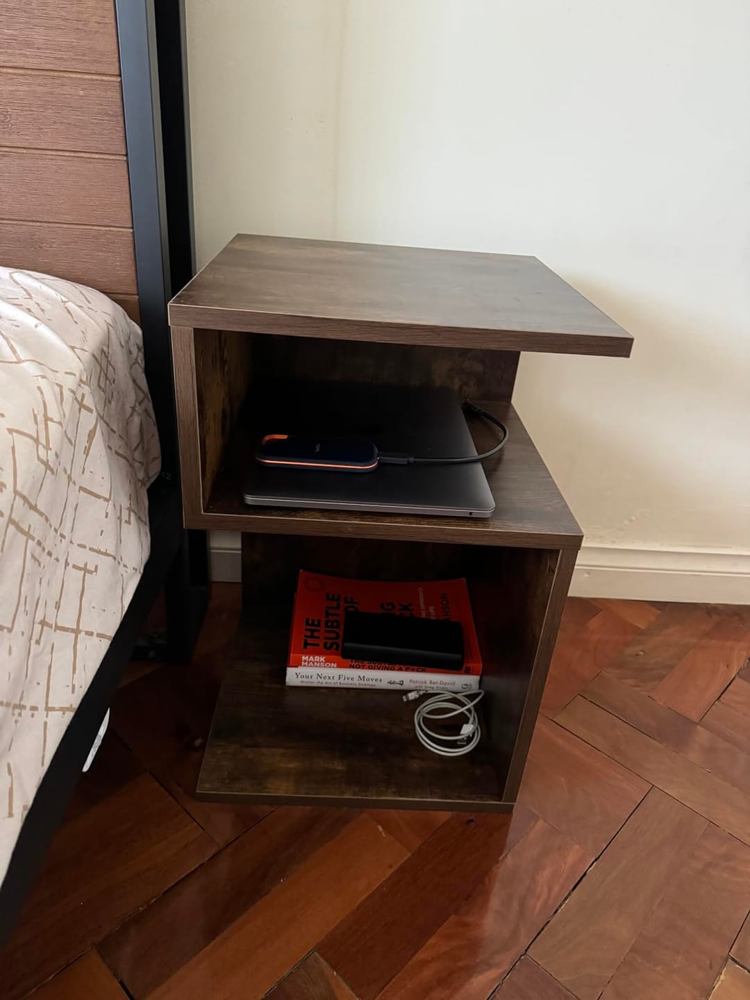 Customer photo review of S Shape Bedside Tables with Shelf