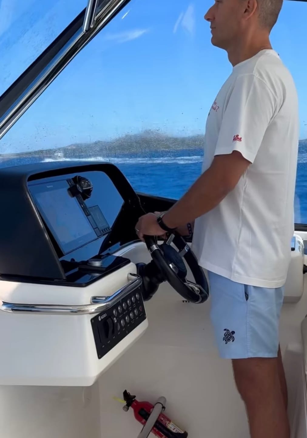 Customer photo review of Light Blue Moka Recycled Polyester Swim Shorts