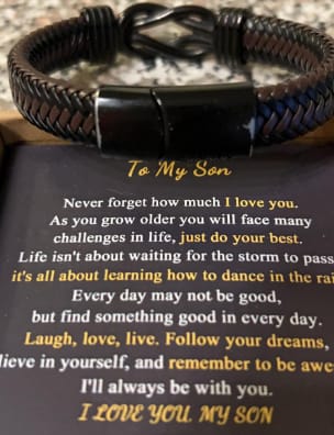 Customer photo review of Birthday Gift for Men | Bracelet with Milestone Year Card