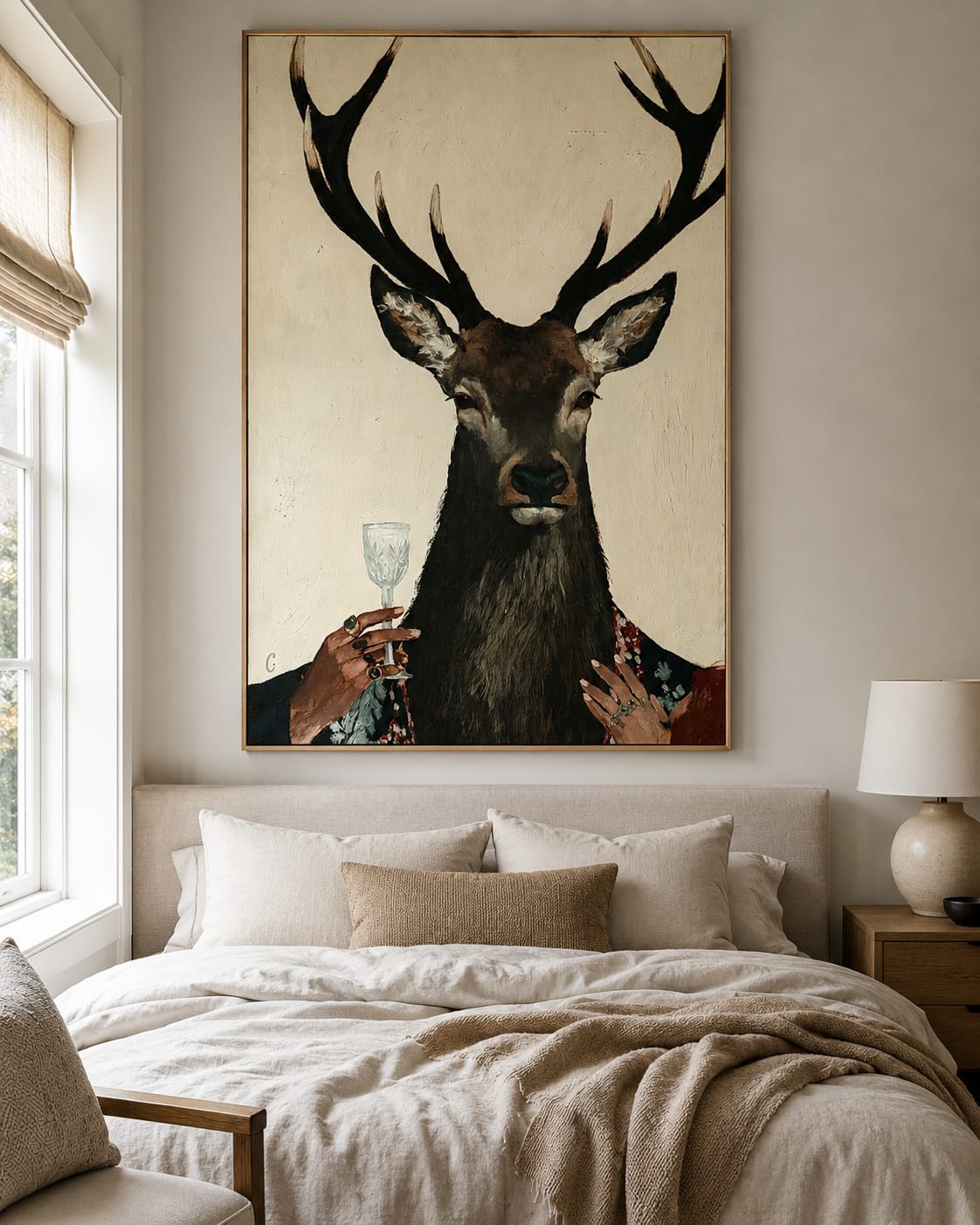 Customer photo review of Velvet Stag-Cocktail Deer Portrait Painting