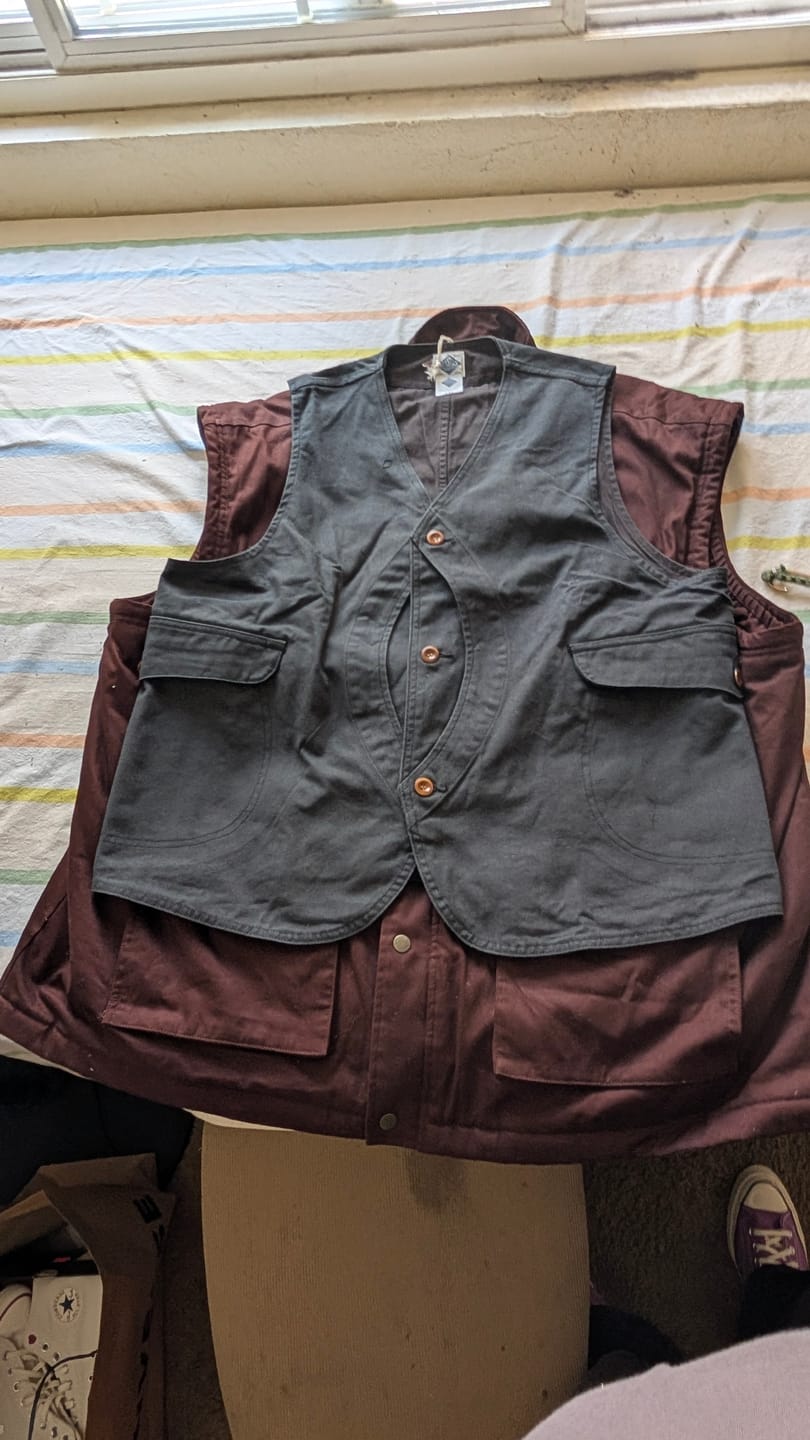 Customer photo review of 1930s Canvas Game Pockets Vest - Dark Green