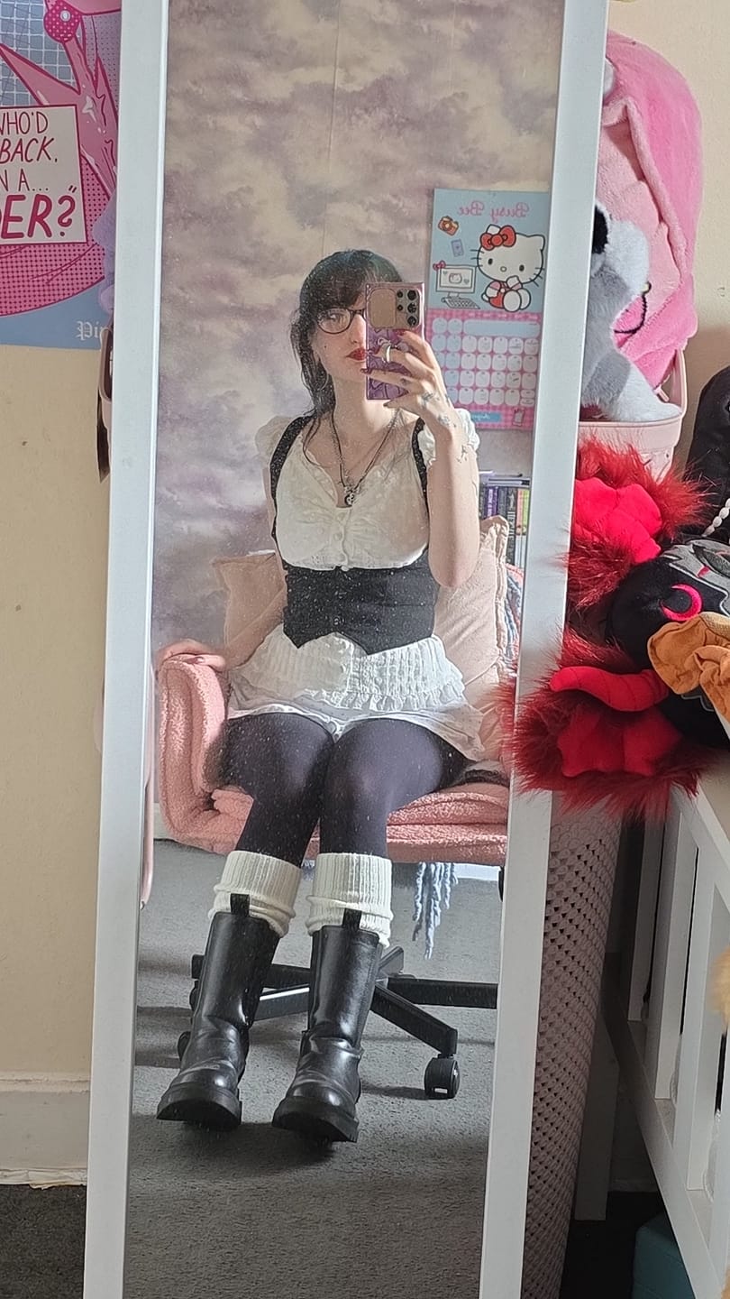 Customer photo review of Marcelline Black Vest & Oveline White Blouse Top Set