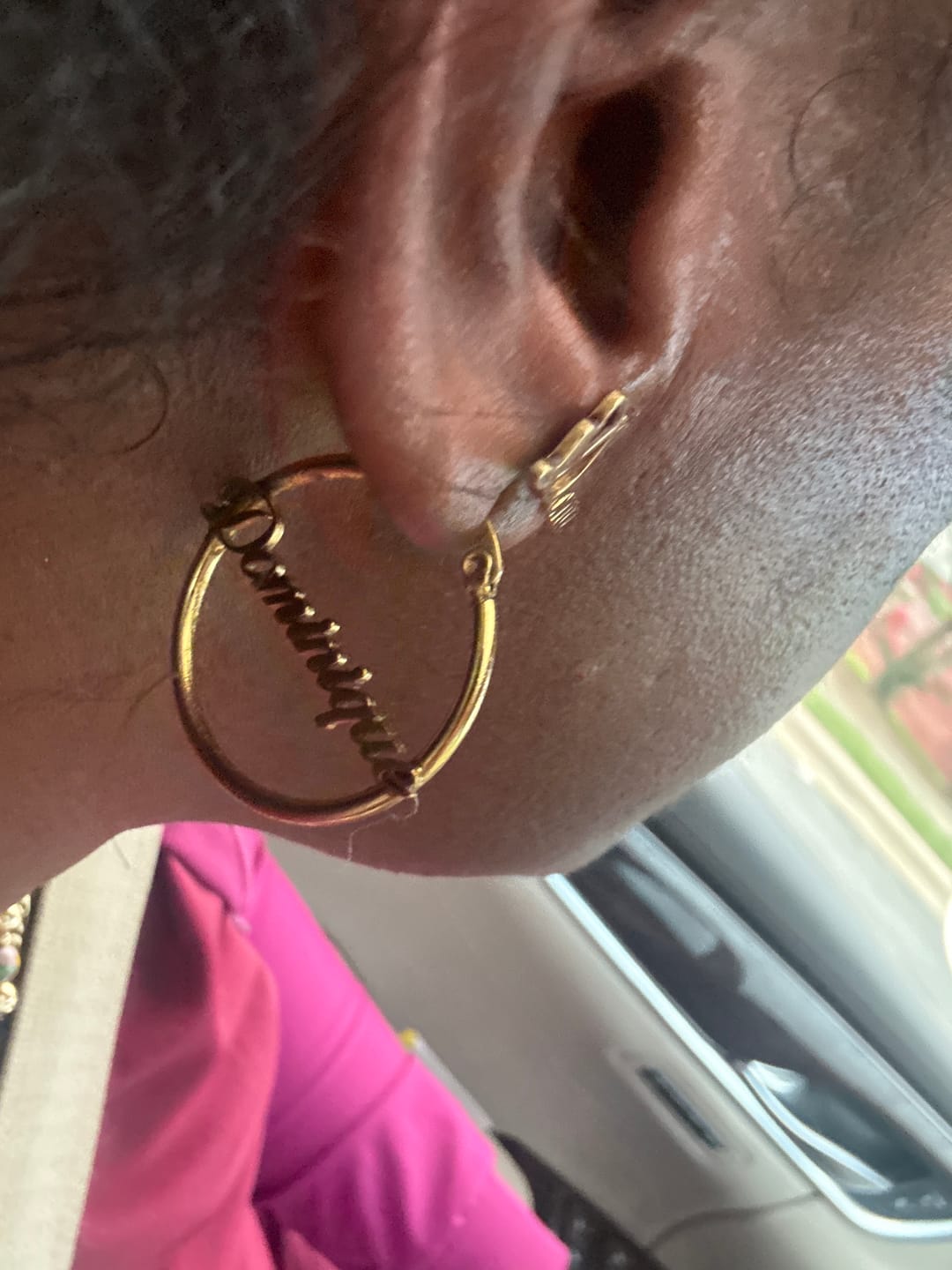 Customer photo review of LUXIIVA® GENESIS HOOPS EARRINGS