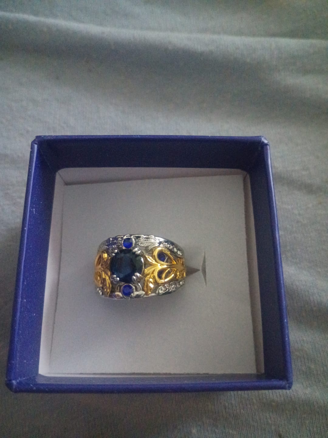 Customer photo review of FREE Today: Blue Gold Sapphire Crystal Two Tone Ring