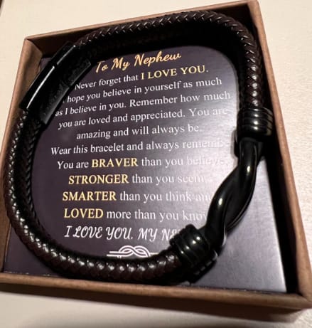 Customer photo review of Birthday Gift for Men | Bracelet with Milestone Year Card