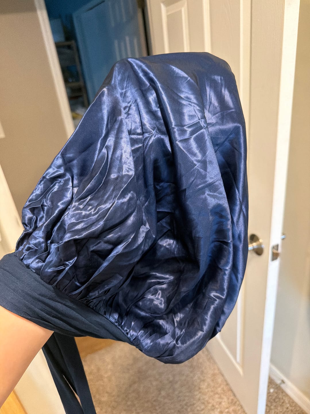 Customer photo review of XL Hair Bonnet Organic Silver Ion Silk
