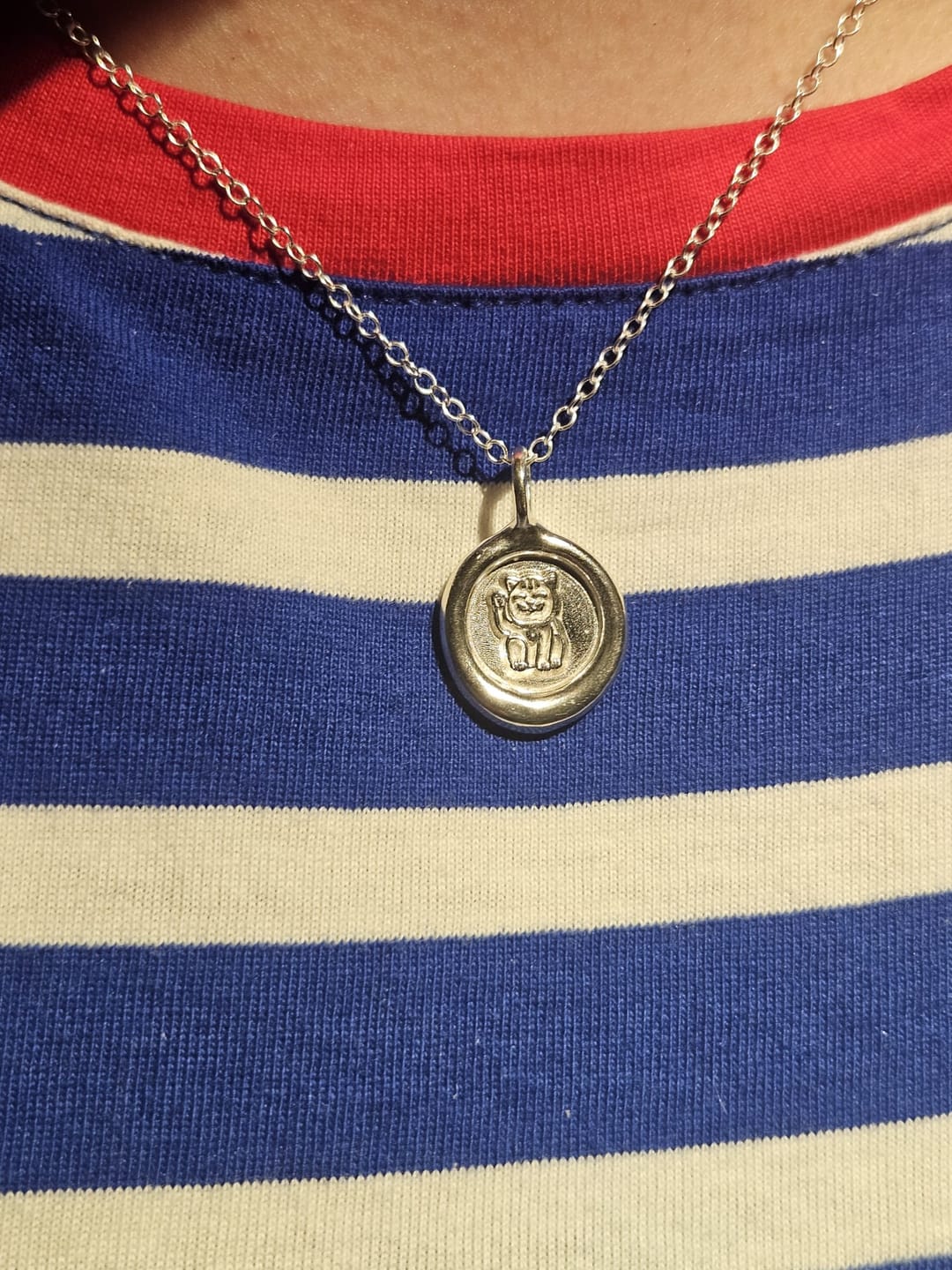 Customer photo review of Lucky Cat Charm Pendant Necklace