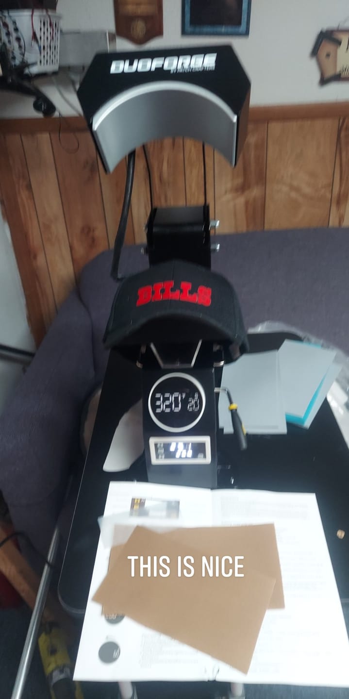 Customer photo review of DuoForge Automatic Dual-Heat platen Cap Heat Press