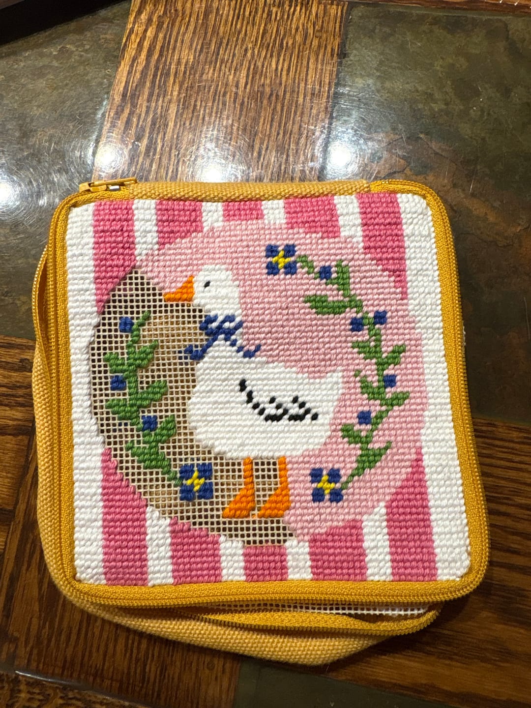 Customer photo review of Duck, Duck, Goose - Needlepoint Pouch Kit