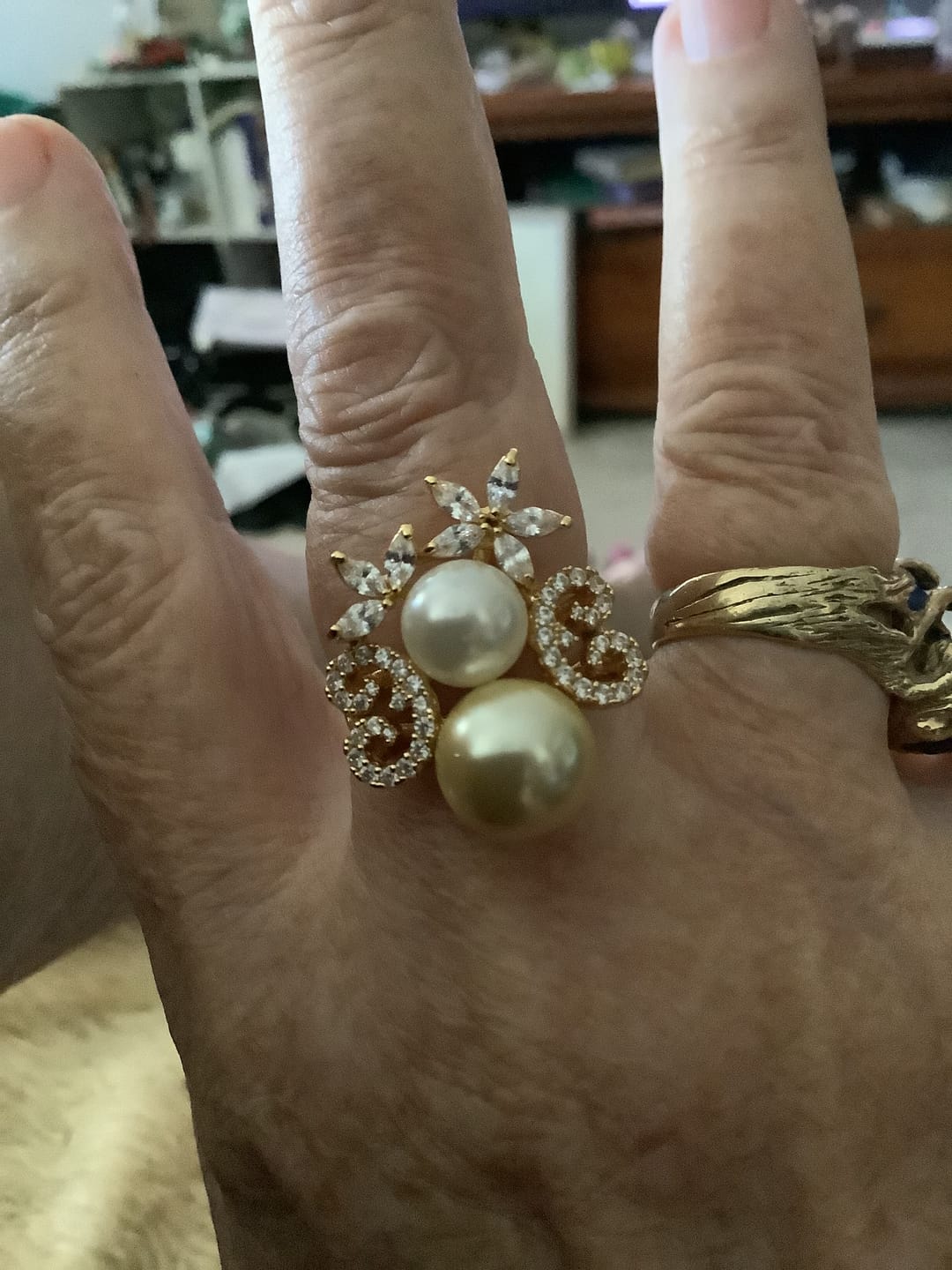 Customer photo review of Champagne Gala Pearl Ring