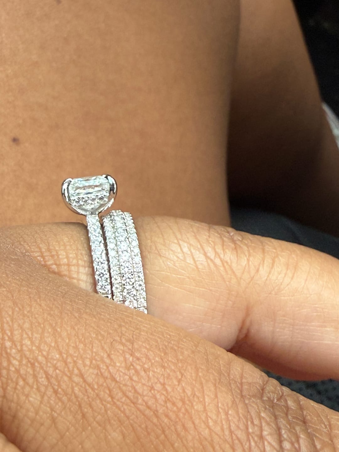 Customer photo review of Moissanite 2.5Ct Round Cut White Gold Pavé White Gold Wedding Band In Sterling Silver