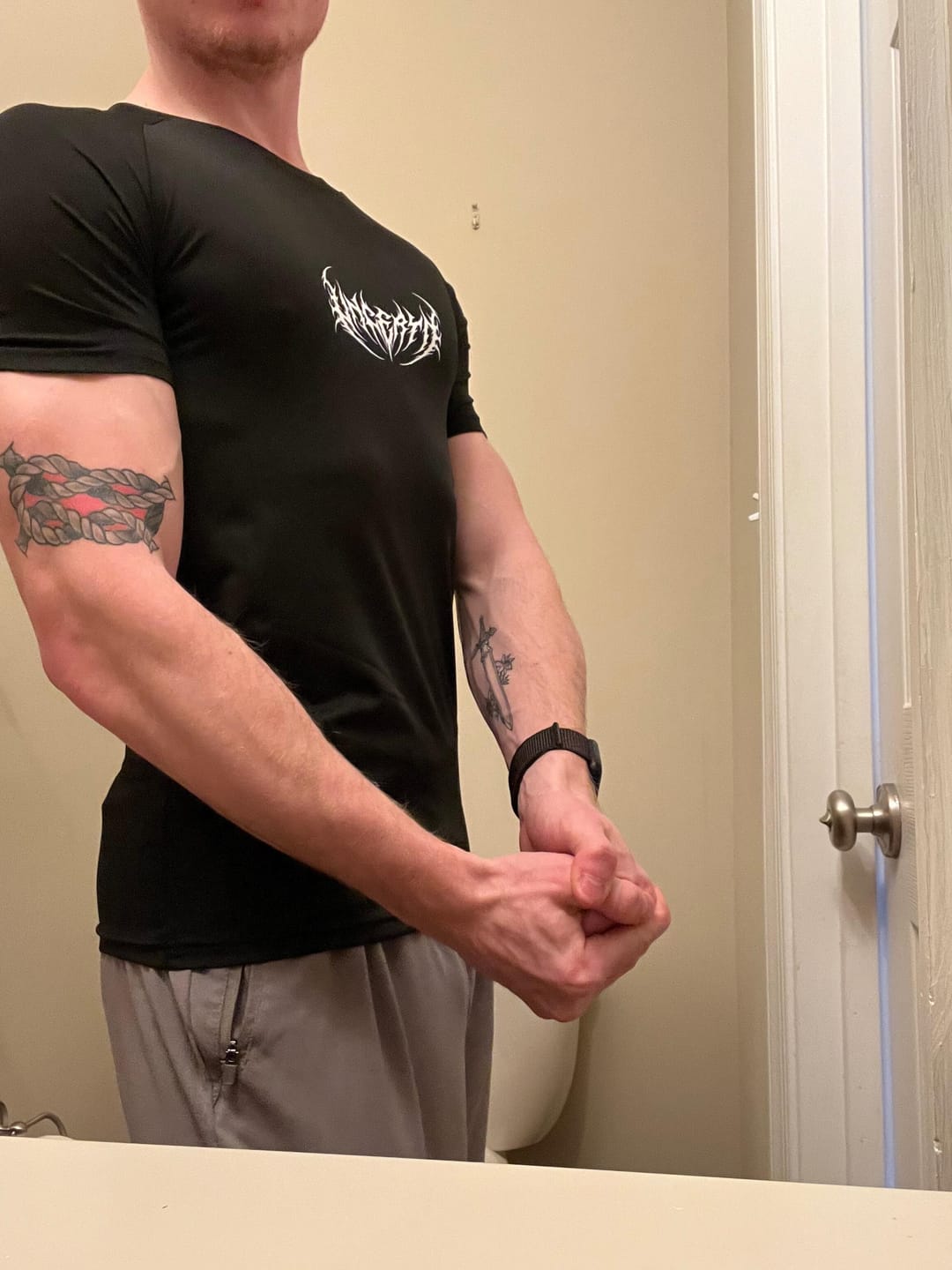 Customer photo review of UC046 Void Compression Tee - Black/Purple