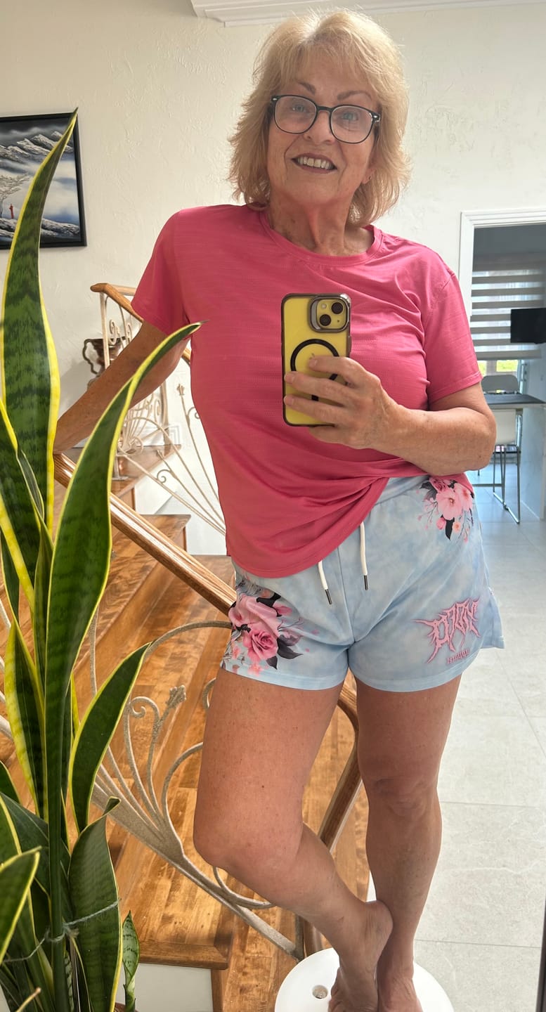 Customer photo review of Pinky Swirl Women's mesh shorts (dropship)