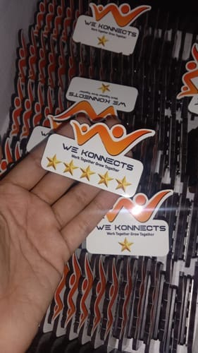Customer photo review of Customized Magnetic Badge | Wear Your Brand