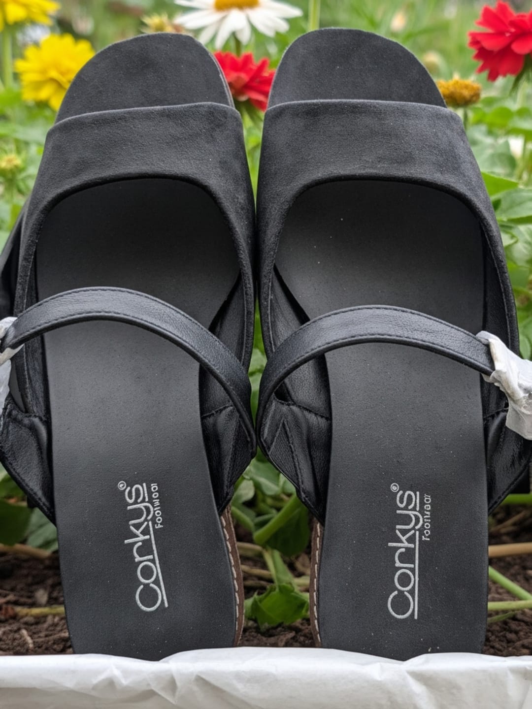 Customer photo review of Corky's Black Treat Yourself Wedges