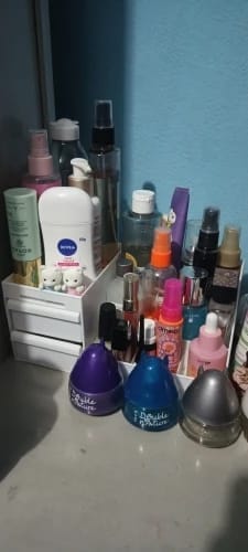 Customer photo review of Makeup Storage Drawer – Plastic Desktop Cosmetics Shelf