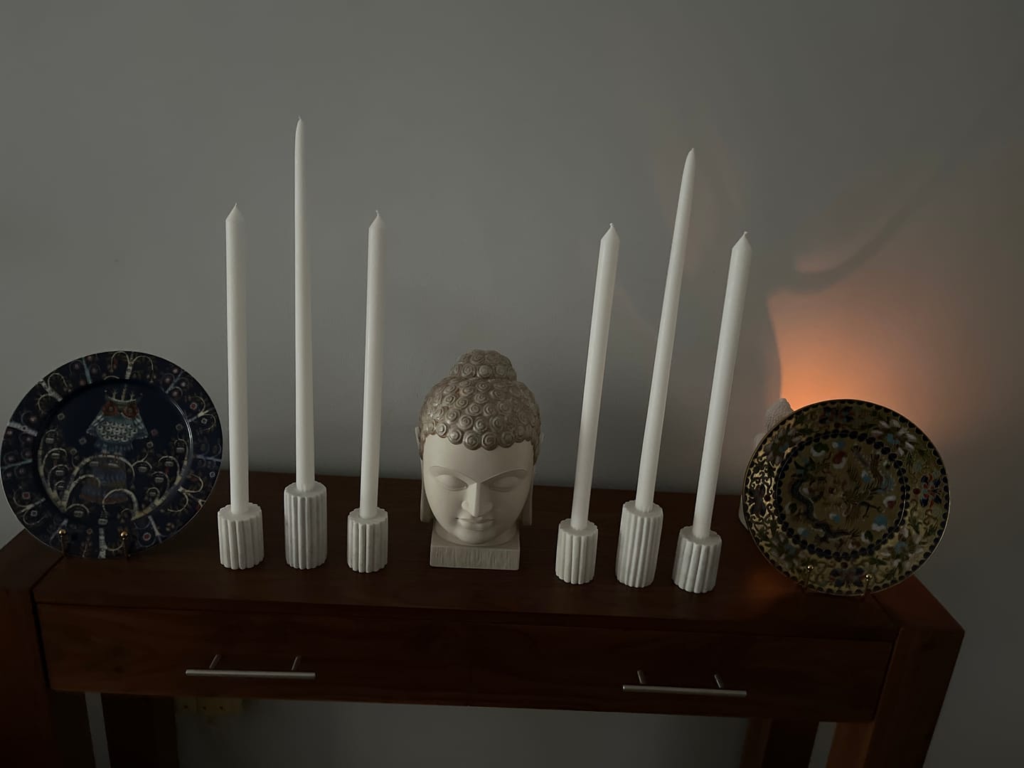 Customer photo review of White Marble Ribbed Taper Candle Holder 7x5cm