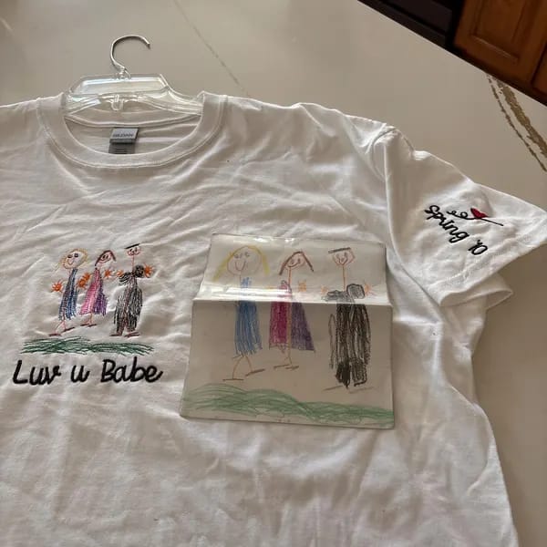 Customer photo review of Custom Embroidered Kids Photo Drawing Sweatshirt