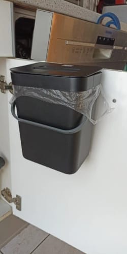 Customer photo review of Quiet Close Trash Can – Space-Saving Sealed Kitchen Bin