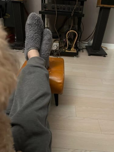 Customer photo review of Soft Shoe Bench - Minimalist Space-Saving Entryway Seat
