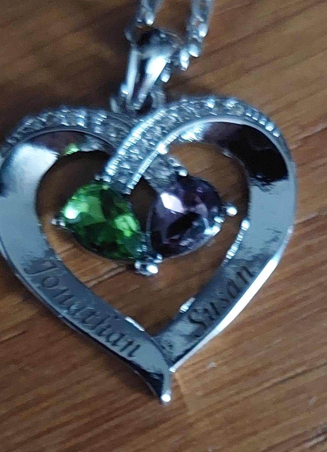 Customer photo review of Forever Love Birthstone & Diamond Heart Pendant Necklace