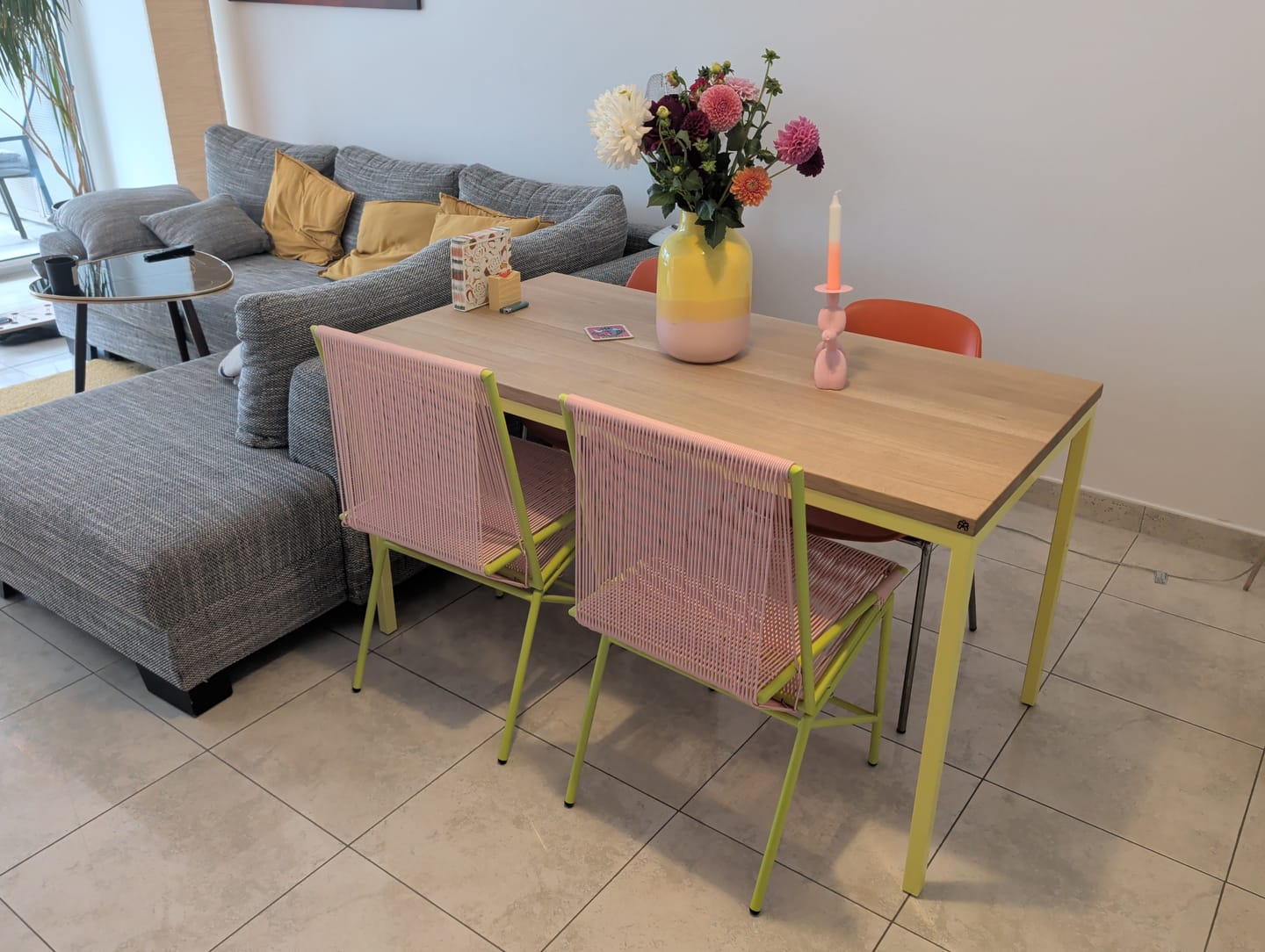 Customer photo review of Tisch Massivholz & Stahlgestell mit Vierfuß TALON