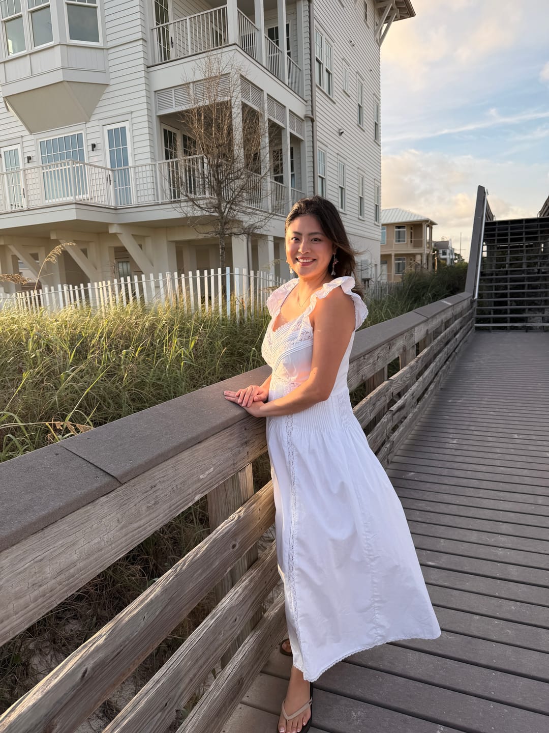 Customer photo review of Carmela Soft White Cotton Maxi Dress