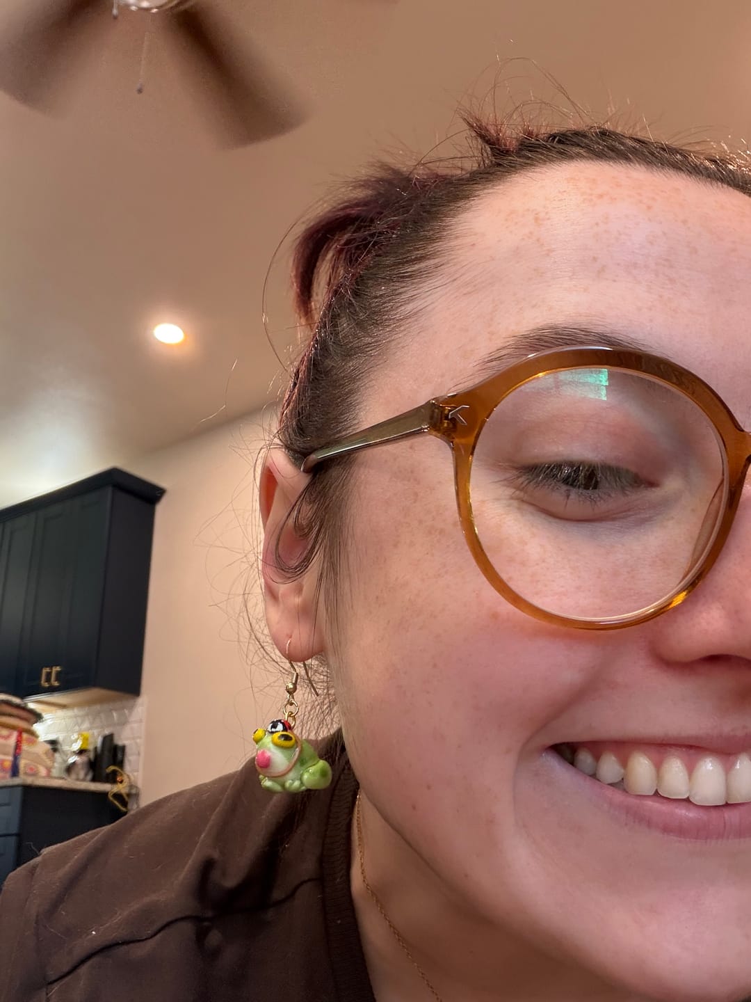Customer photo review of Frog and Ladybug Earrings