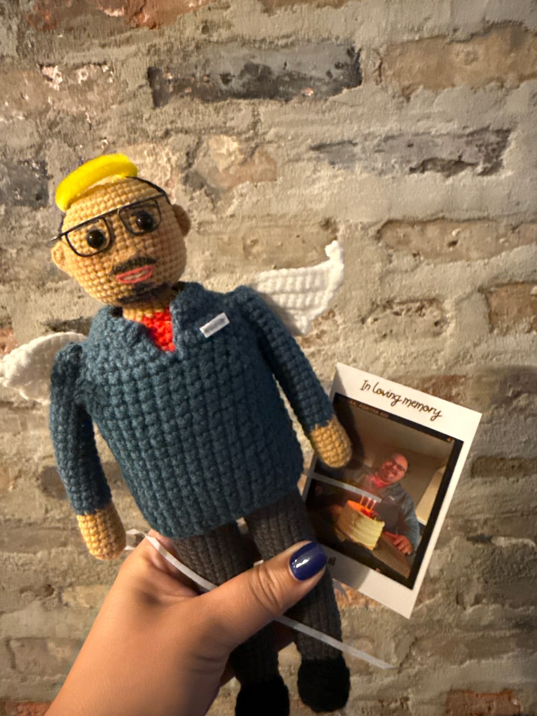 Customer photo review of Tranquil® - Personalized Crochet Doll with Photo Card