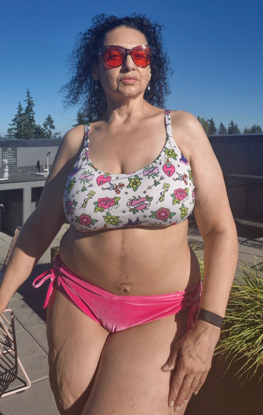 Customer photo review of Tickle Me Pink Velvet Side Tie Bikini Bottom