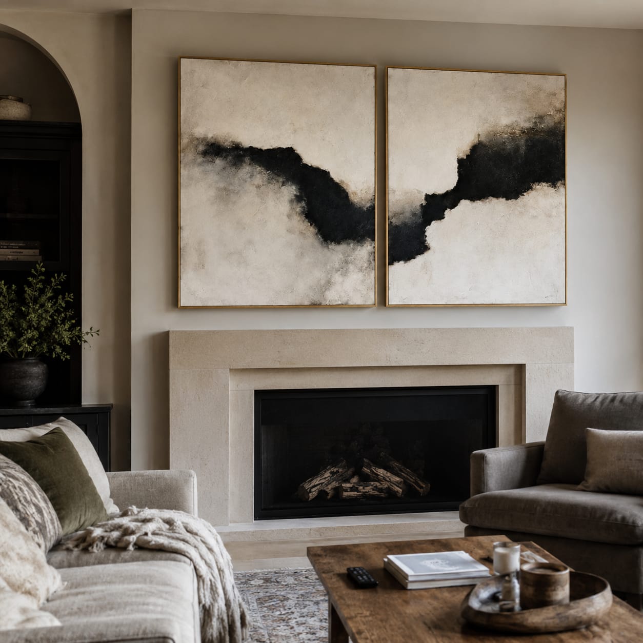 Customer photo review of Shadow Rift-Abstract Diptych Painting