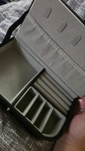 Customer photo review of Travel Jewelry Box – Portable Leather Organizer Case