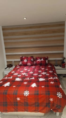 Customer photo review of Christmas Duvet Cover Set – Elk Snowflake Print 3-Piece Bedding